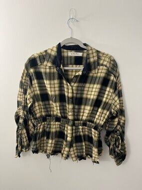 We The Free Olive, Black & Cream Plaid Shirt Jacket